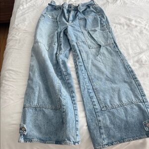 Free People Light Blue Wide-Leg Denim Jeans